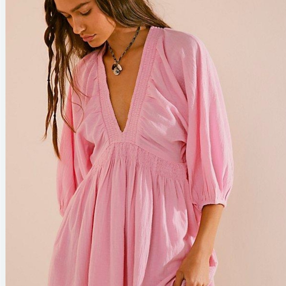 Pink V-Neck Dress
